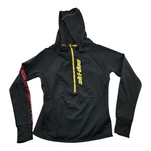 Ski Doo Hoodie Women M Black Yellow Performance Pullover Outdoor Thermal